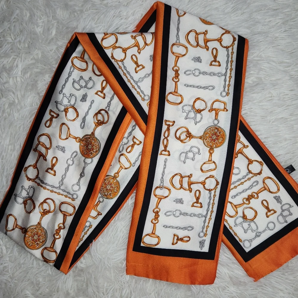 NWOT Chain Print Long Silky Scarf - Picture 2 of 7